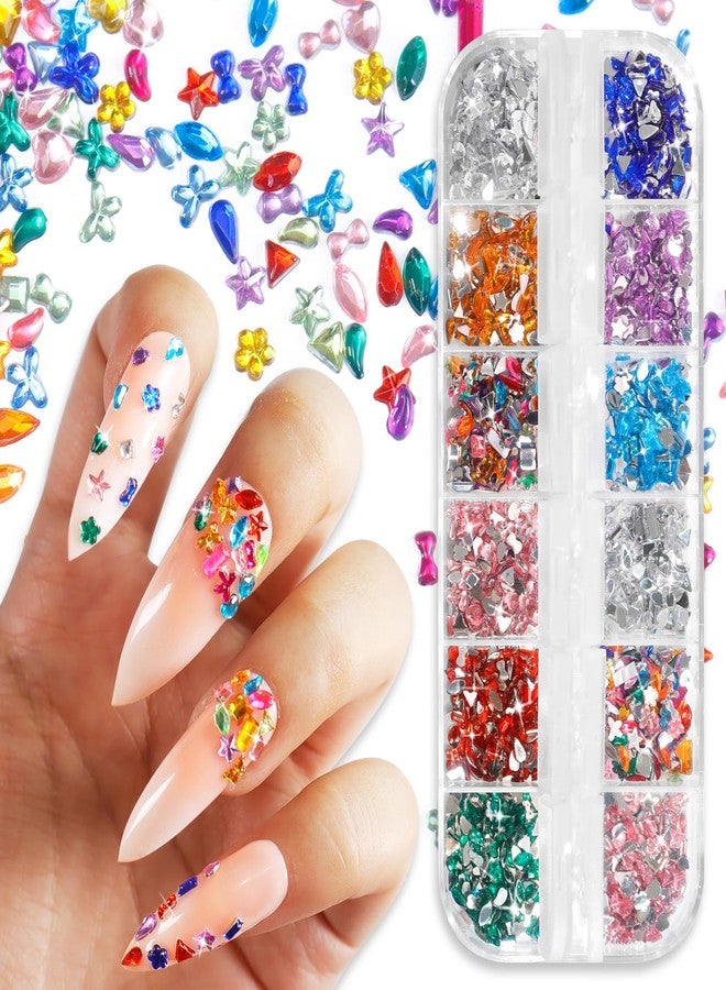 Allstarry Nail Gems, 2500PCS Colorful Rhinestones for Nails, Muliti-Shape Nail Charms and Gems 2-5mm Nail Rhinestones for Bedazzling Gems Jewels for Nails Gem Small Nail Art Charms Nail Supplies - Image 1